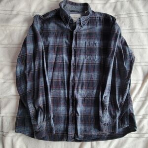 Weatherproof Navy and Red Plaid Button-Down Shirt